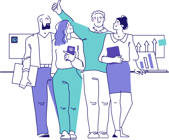 &Eacute;quipe professionnelle utilisant un self booking tool OBT pour la gestion des voyages d'affaires Professional team using OBT self booking tool for business travel management